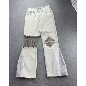 VTG Custom Levi's 544 Acid Wash Distressed Jeans USA Made Punk Rock Chain Size 7